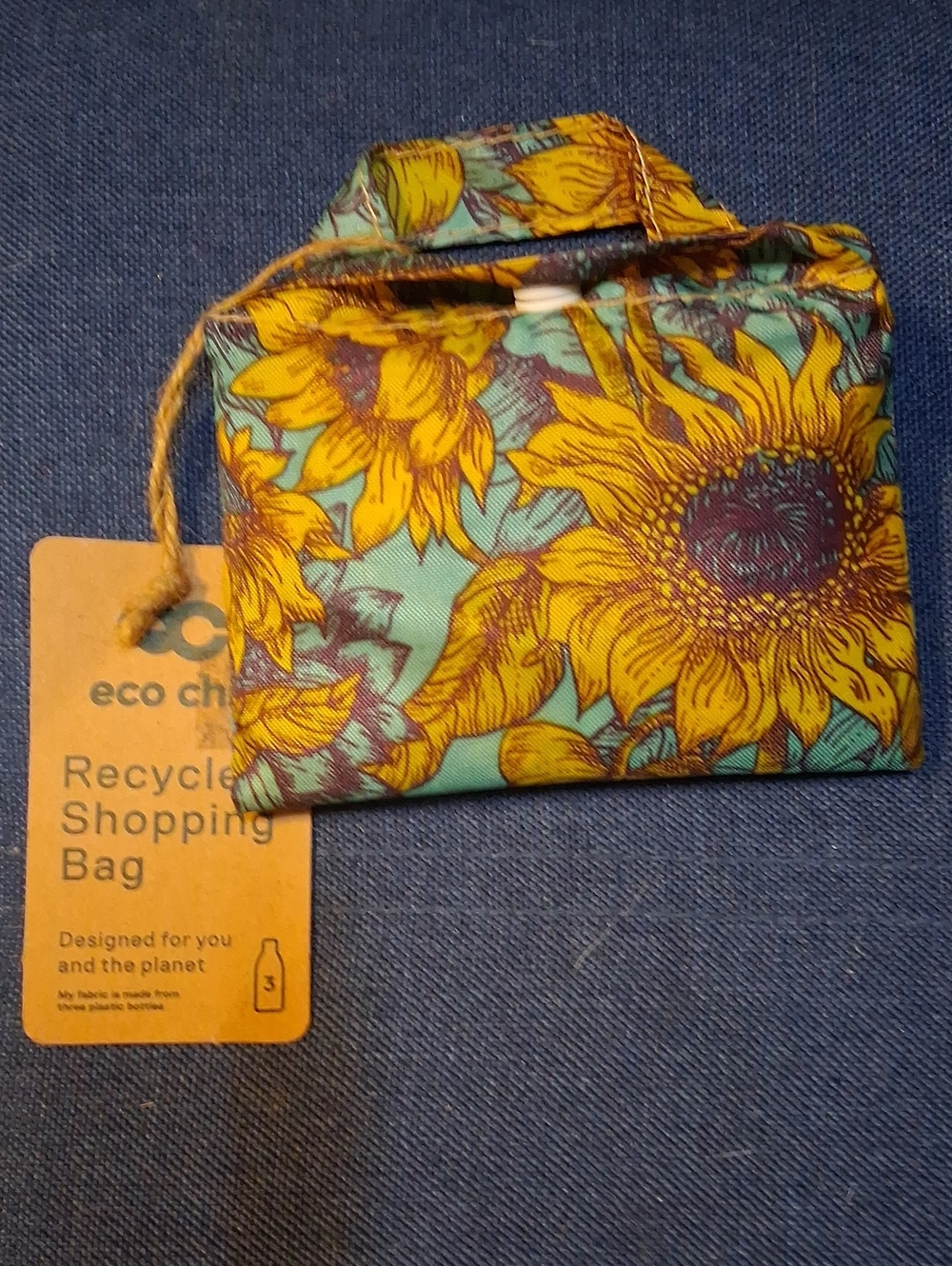 Sunflower Foldable Tote Bag - Yellow & Teal